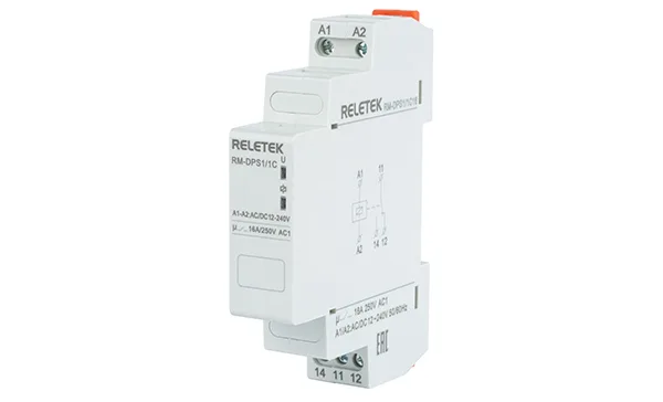 Реле промежуточное модульное RM-DPS1/1C16-UNI, 1CO, 16A(250VAC/24VDC), 24_240VAC/DC, LED, 1M