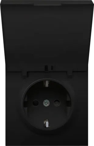 Накладка для розетки Schuko с крышкой, 16A 250 В~, матовый карбон, серия R98