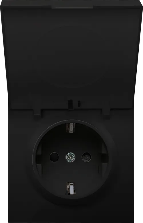 Накладка для розетки Schuko с крышкой, 16A 250 В~, матовый карбон, серия R98