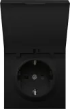 Накладка для розетки Schuko с крышкой, 16A 250 В~, матовый карбон, серия R98