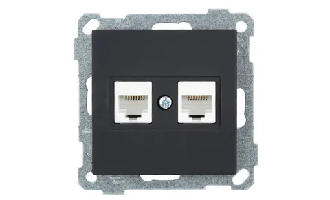 21 - Розетка 2хRJ-45 кат. 6 UTP, черный мат