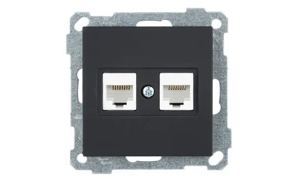 21 - Розетка 2хRJ-45 кат. 6 UTP, черный мат