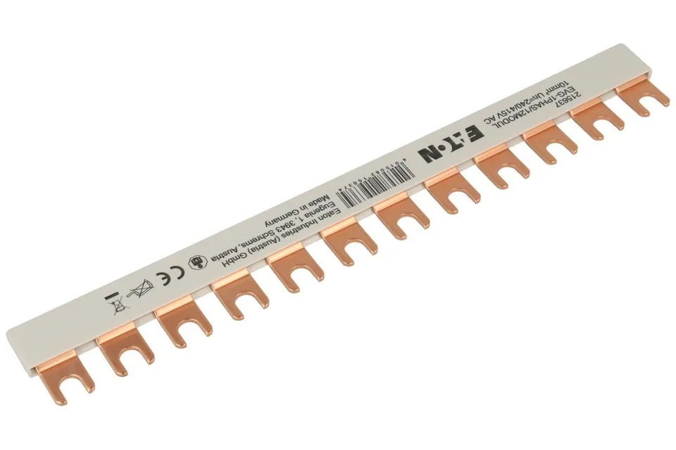 Шинка гребенчатая EVG-1PHAS/12MODUL, 1P, 10мм2, 63А, вилка, на 12 соединений.