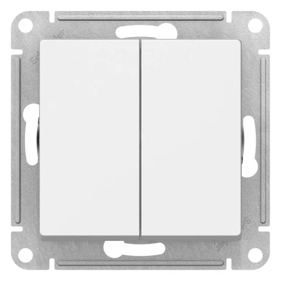 Выключатель Systeme Electric AtlasDesign, 2-клавишный с самовозвратом, схема 5, 10АХ, механизм, белый