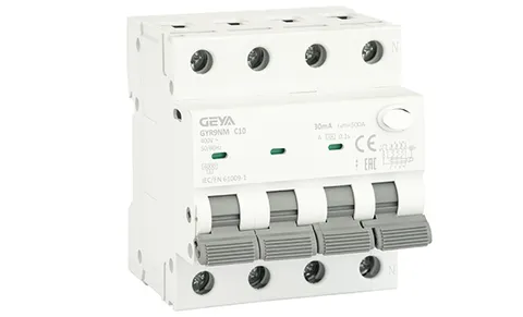 Дифф. авт. выключатель GYR9NM-C10-30mA, 3P+N, 10A, хар-ка C, 6 kA, 30mA, тип A, 4M
