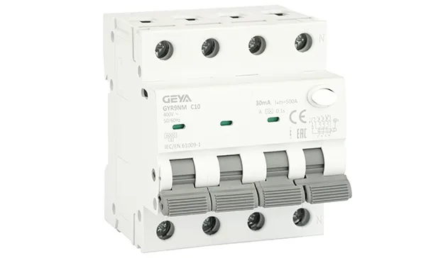 Дифф. авт. выключатель GYR9NM-C10-30mA, 3P+N, 10A, хар-ка C, 6 kA, 30mA, тип A, 4M