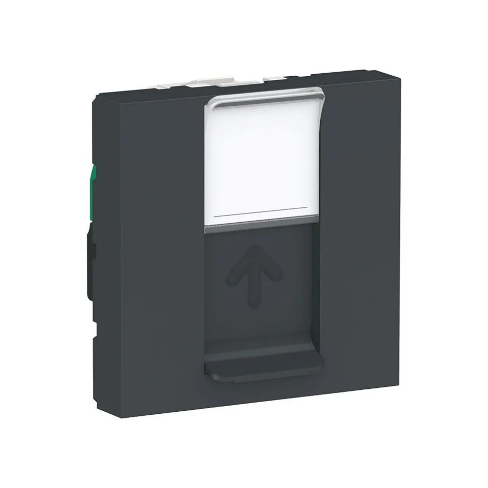 Розетка компьютерная Schneider Electric Unica, MODULAR, RJ45, одиночная, кат. 5е UTP, 2 модуля, антрацит