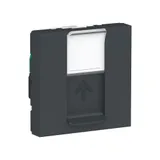 Розетка компьютерная Schneider Electric Unica, MODULAR, RJ45, одиночная, кат. 5е UTP, 2 модуля, антрацит