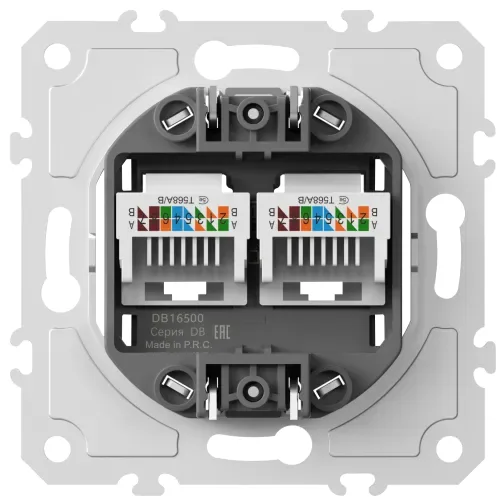 Механизм розетки RJ45 + RJ45 (двойная) cat.5/ClassE-8/8, серия DB