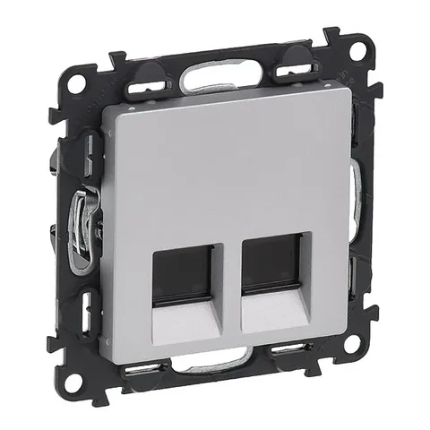 Valena Life - Розетка 2хRJ-45 UTP CAT5E, алюминий (инд. упаковка)