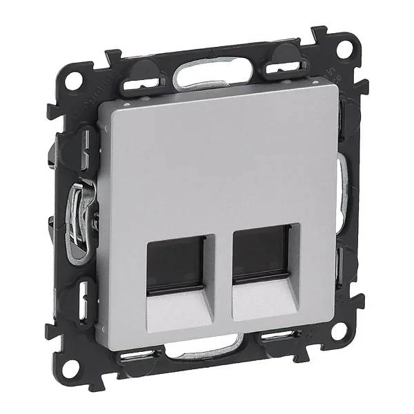 Valena Life - Розетка 2хRJ-45 UTP CAT5E, алюминий (инд. упаковка)