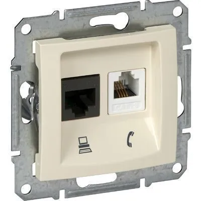 Розетка компьютерная Schneider Electric Sedna, телеф.+компь. роз. кат 5е неэкр. UTP, бежевый