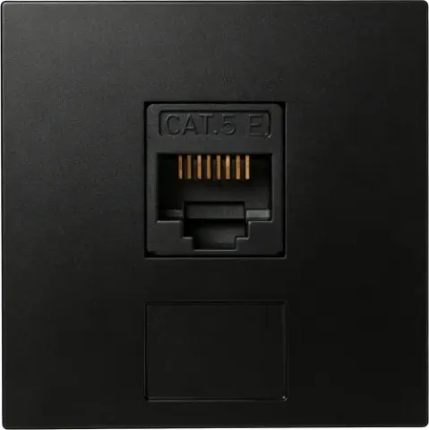 Розетка DEC RJ45 UTP кат.5e, 2мод., черн. матовая (45х45мм)