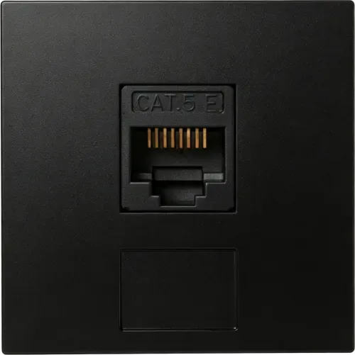 Розетка DEC RJ45 UTP кат.5e, 2мод., черн. матовая (45х45мм)