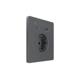 Розетка + USB Systeme Electric Infinity, скрытой установки с зк и зар. устр. А+С 20Вт (250В, 16А, защит. шторки), Вулканический пепел