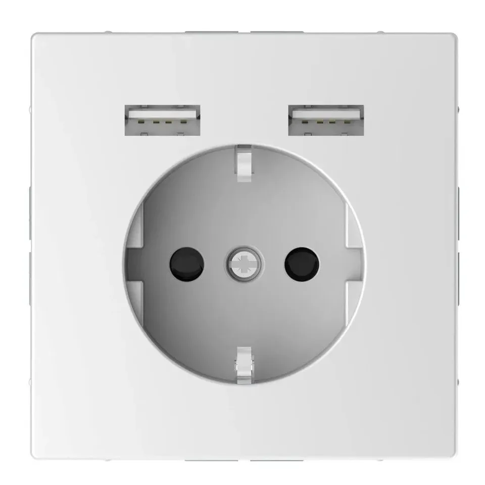 MTN2366-6034 MERTEN SDL Розетка Schuko с Schneider Electric 2 USB c зарядным устройством 2,4 A белый лотос