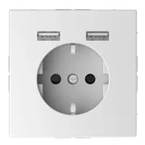 MTN2366-6034 MERTEN SDL Розетка Schuko с Schneider Electric 2 USB c зарядным устройством 2,4 A белый лотос