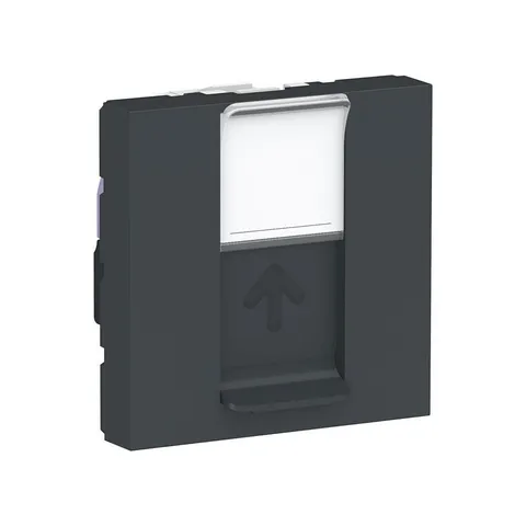 Розетка компьютерная Schneider Electric Unica, MODULAR, RJ45, одиночная, кат. 6 UTP, 2 модуля, антрацит