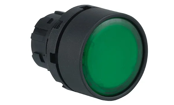 Головка кнопки PB3E, плоская, зеленая, с фиксацией, с подсветкой, 22mm, IP65