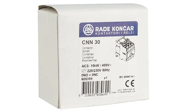 Контактор CNN 30 00 220/230V 50Hz, 3P, 30A/(40A по AC-1), 15kW(400VAC), 220/230VAC