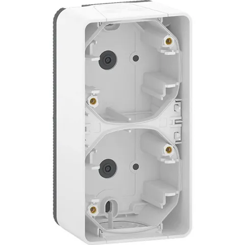 Коробка для открытой установки Schneider Electric Mureva, S, 2-х постовой бокс накл. вертикальная монтажа, белый, IP55