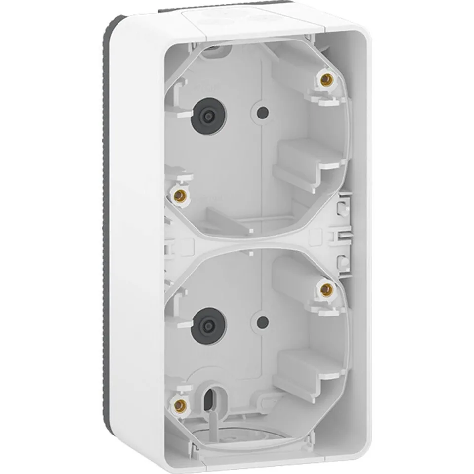 Коробка для открытой установки Schneider Electric Mureva, S, 2-х постовой бокс накл. вертикальная монтажа, белый, IP55