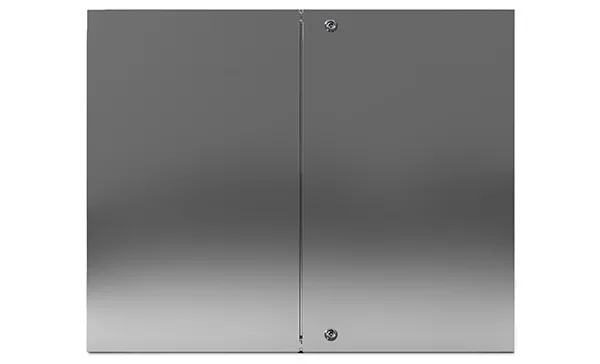 Щит ECOR моноблочный 800x1200x300мм (ВxШxГ) из нерж. стали навесной с монт. панелью двудверный, 2 язычковых замка, дно глухое, IP55
