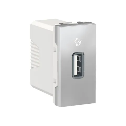 Розетка USB Schneider Electric Unica, MODULAR, 5 В / 1000 мА, 1 модуль алюминий