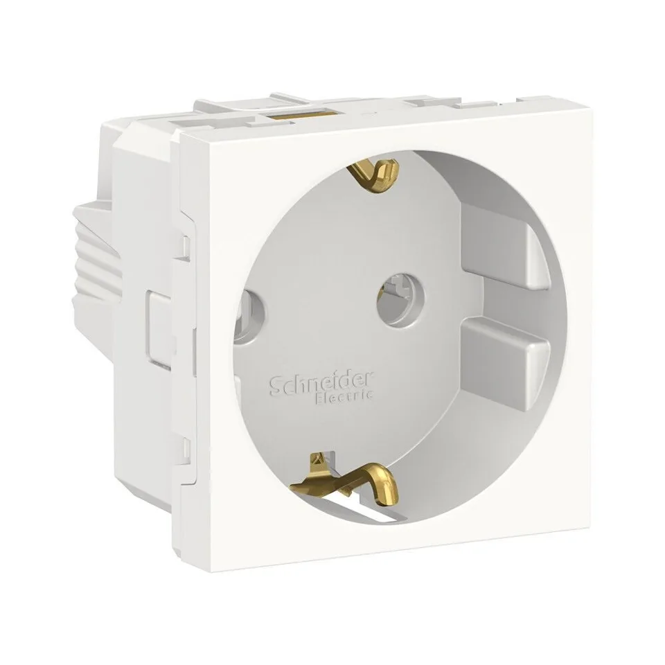 Розетка Schneider Electric Unica, MODULAR с заземл., без шторок, винт. зажим, 16А, 250В, 2 мод белый