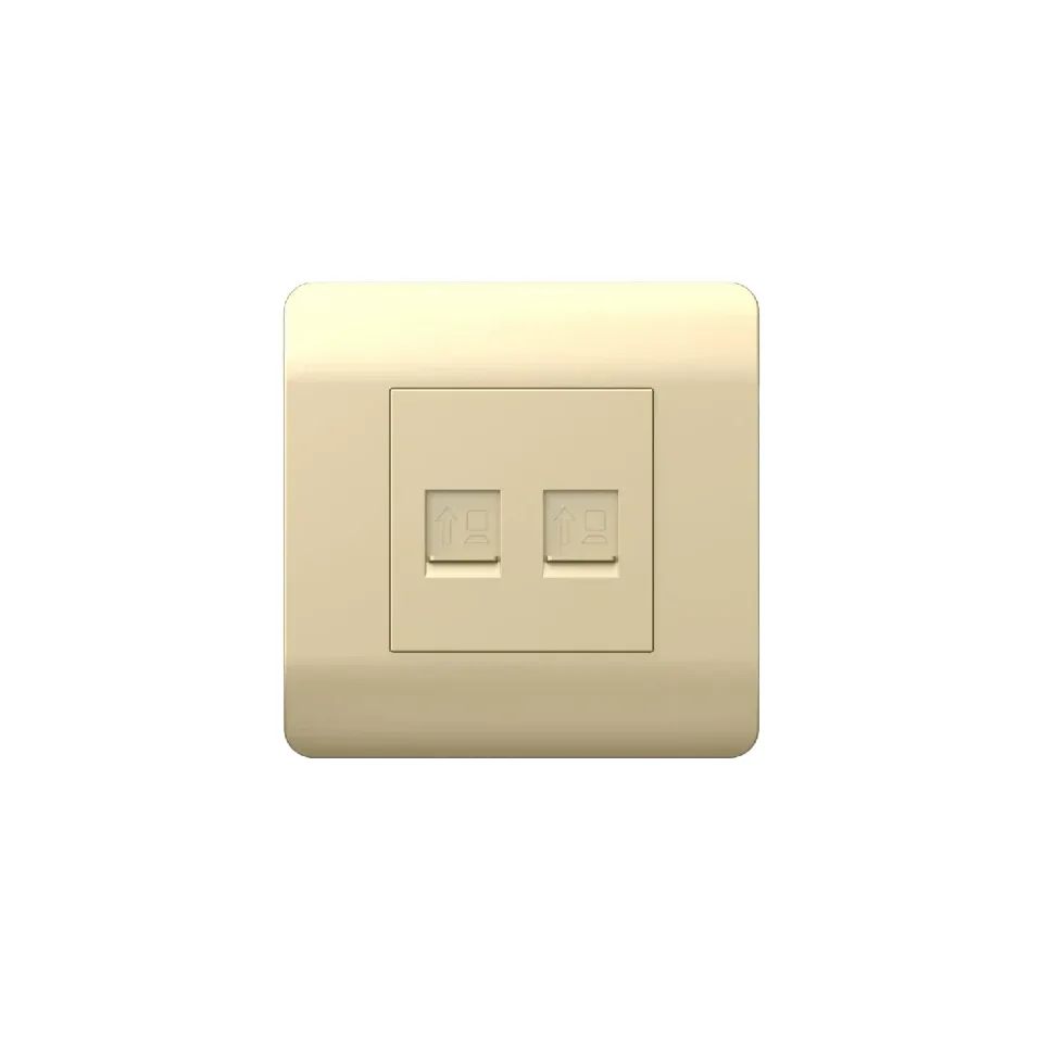 (NEW3-E) Розетка компьютерная 2хRJ45, шампань