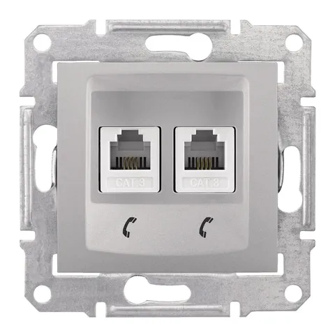 Розетка Schneider Electric Sedna, телеф. х2, алюминий