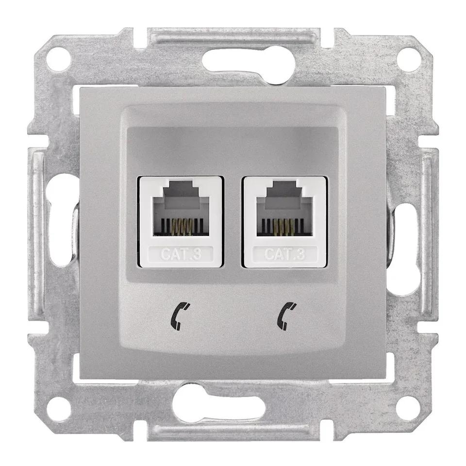 Розетка Schneider Electric Sedna, телеф. х2, алюминий