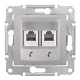 Розетка Schneider Electric Sedna, телеф. х2, алюминий