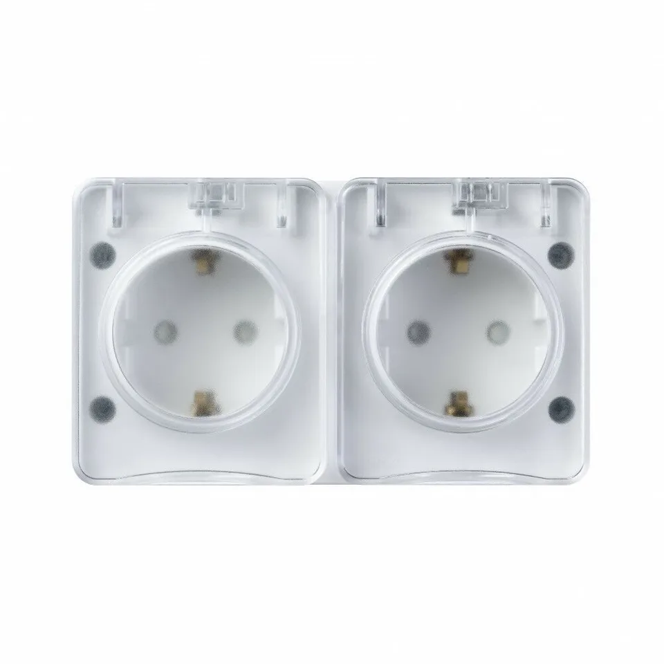 Розетка Systeme Electric AtlasDesign, Profi54 O/У двойная с заземлением со шторками 16А 250B, белый, Россия