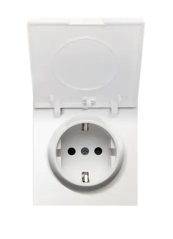 Накладка для розетки Schuko с крышкой, 16A 250 В~, матовый белый, серия R98