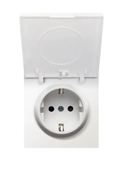 Накладка для розетки Schuko с крышкой, 16A 250 В~, матовый белый, серия R98