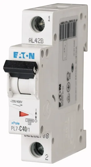 Авт. выключатель PL7-C40/1, 1P, 40A, хар-ка C, 10kA, 1M