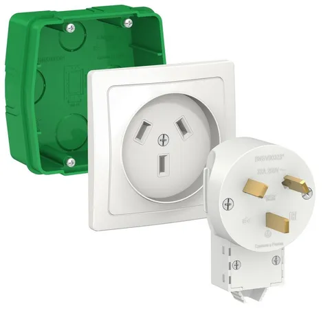 Коробка для открытой установки Systeme Electric Blanca, сил. комплект 32 А с монтаж. короб., бел