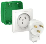 Коробка для открытой установки Systeme Electric Blanca, сил. комплект 32 А с монтаж. короб., бел
