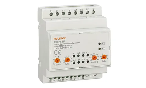 Реле автоматического переключения фаз RM-PC1K, 2x 3P+N, 2NO, 8A(250VAC), L-N 230VAC, Umin+Umax, Ton/off 5_600s/0.3_15s, 3M