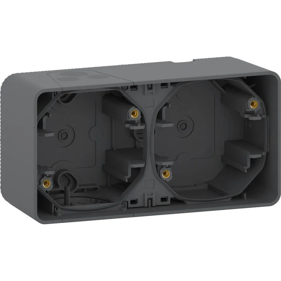 Коробка для открытой установки Schneider Electric Mureva, S 2-х постовой бокс накл. монтажа, антрацит, IP55