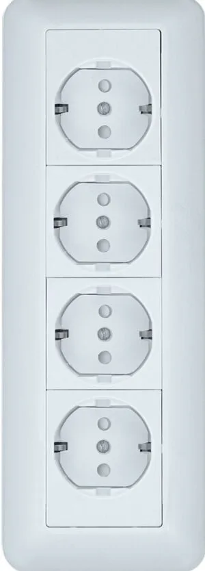 Розетка Systeme Electric Blanca, открытой установки С зк 4-Я, монт. пл. (250В, 16А, защитн. шторки) белый