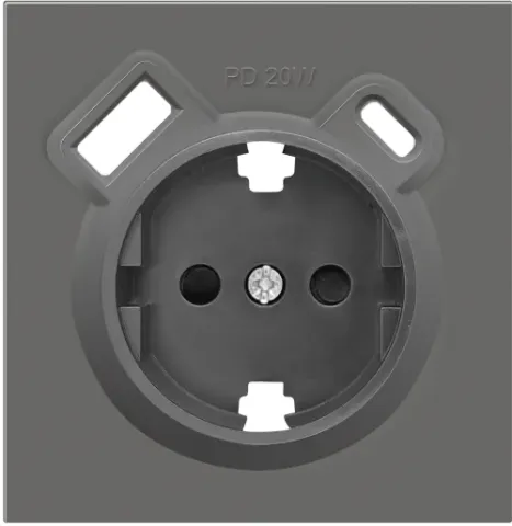 Накладка для розетки Schuko с зарядным устройством USB A+C, с защитными шторками, матовый шоколад, серия R98
