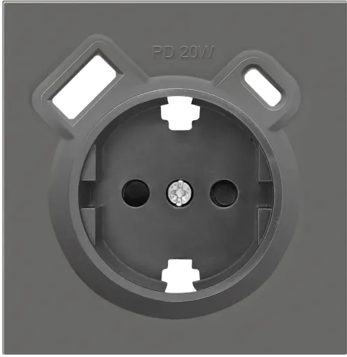 Накладка для розетки Schuko с зарядным устройством USB A+C, с защитными шторками, матовый шоколад, серия R98
