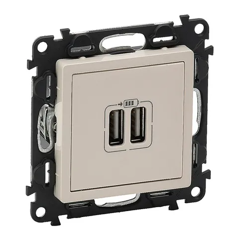 Valena Life - Зарядное устройство с двумя USB-разъемами, 240В/5В, 1500мА, слоновая кость (инд.упак)