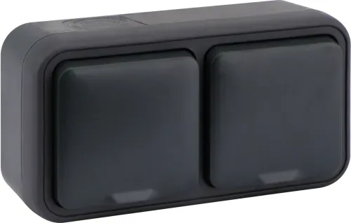Розетка 2-я с защитной крышкой, 2К+З, накладная, цвет антрацит, IP55, серия W55
