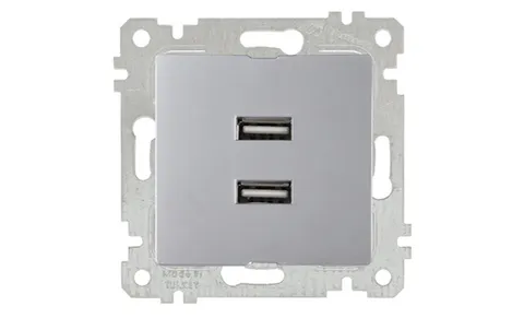 Rita - Розетка 2xUSB Type A, нерж. сталь