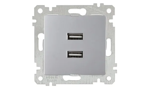 Rita - Розетка 2xUSB Type A, нерж. сталь