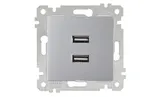 Rita - Розетка 2xUSB Type A, нерж. сталь