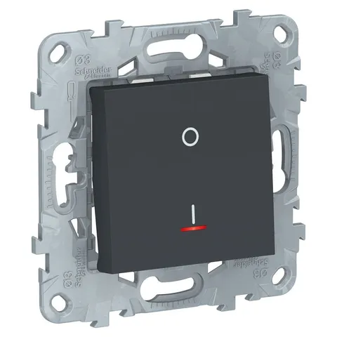 Выключатель Schneider Electric Unica, NEW двухполюсный, 1-кл., с индик., схема 2а, 16 AX, 250В, антрац